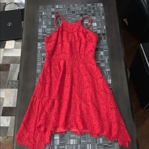 Red halter dress